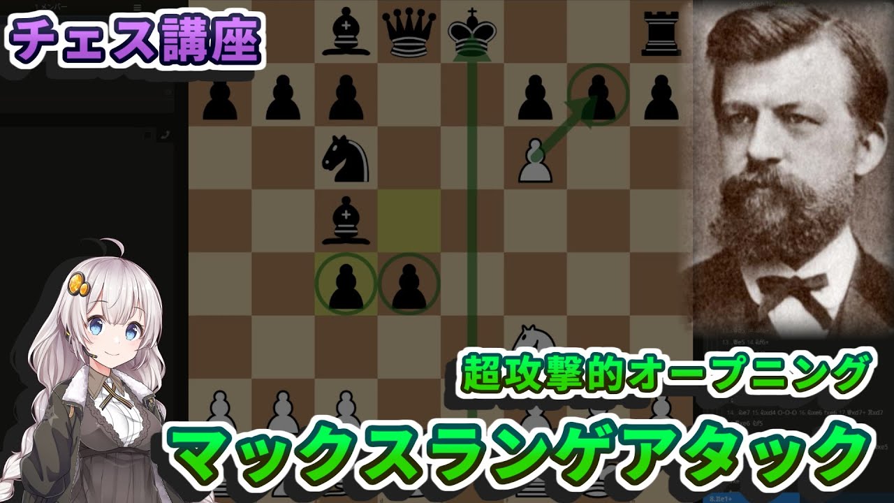 【チェス講座】３７．マックスランゲアタックの解説 - 様々なオープニングから発生する攻撃的な手筋