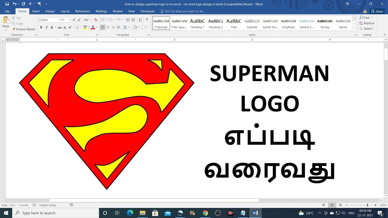How to Draw Superman Logo in MS Word - Ms Word Tamil Basics