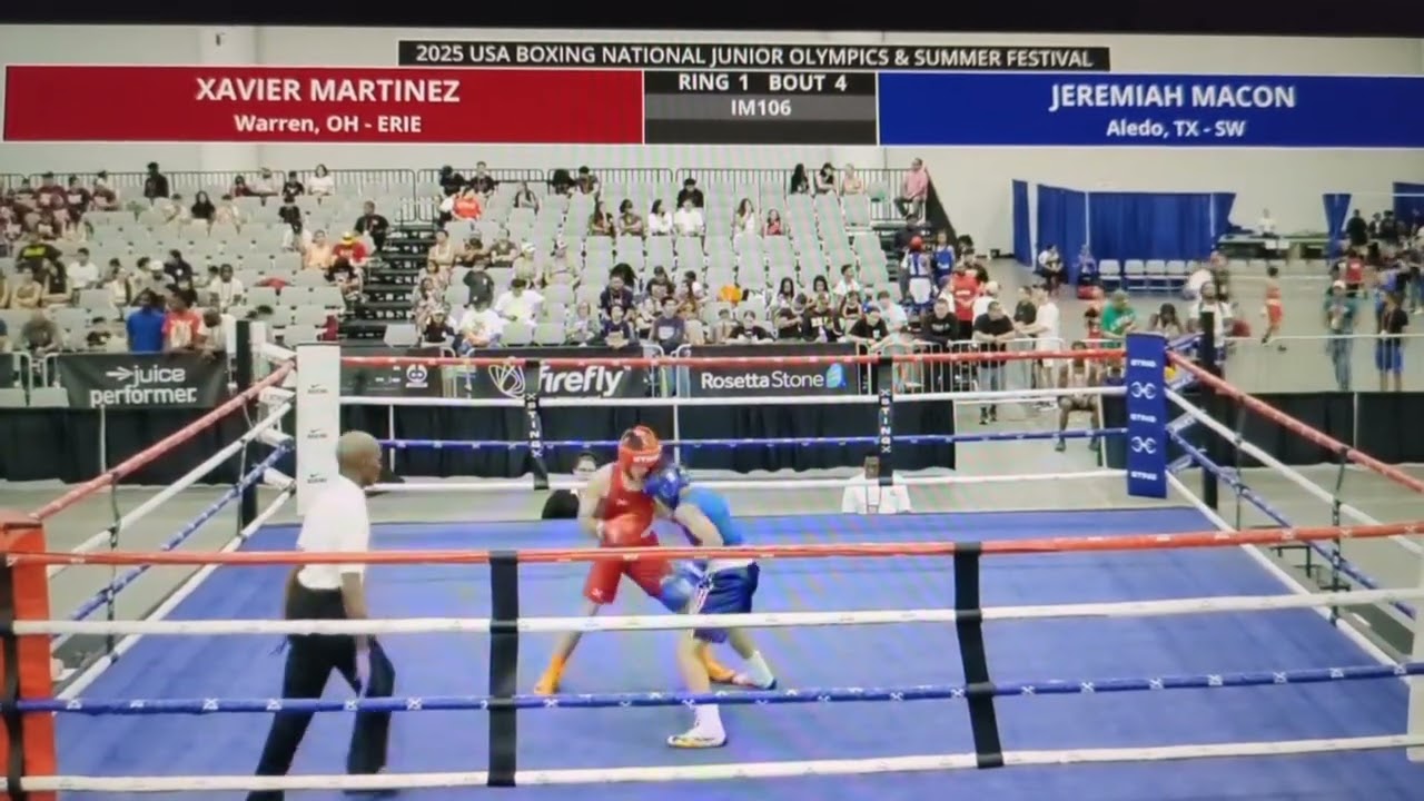 Xavier Martinez (Red) defeats Jeremiah Macon (Blue) of Texas at the JR Olympics Nationals in LV, NV