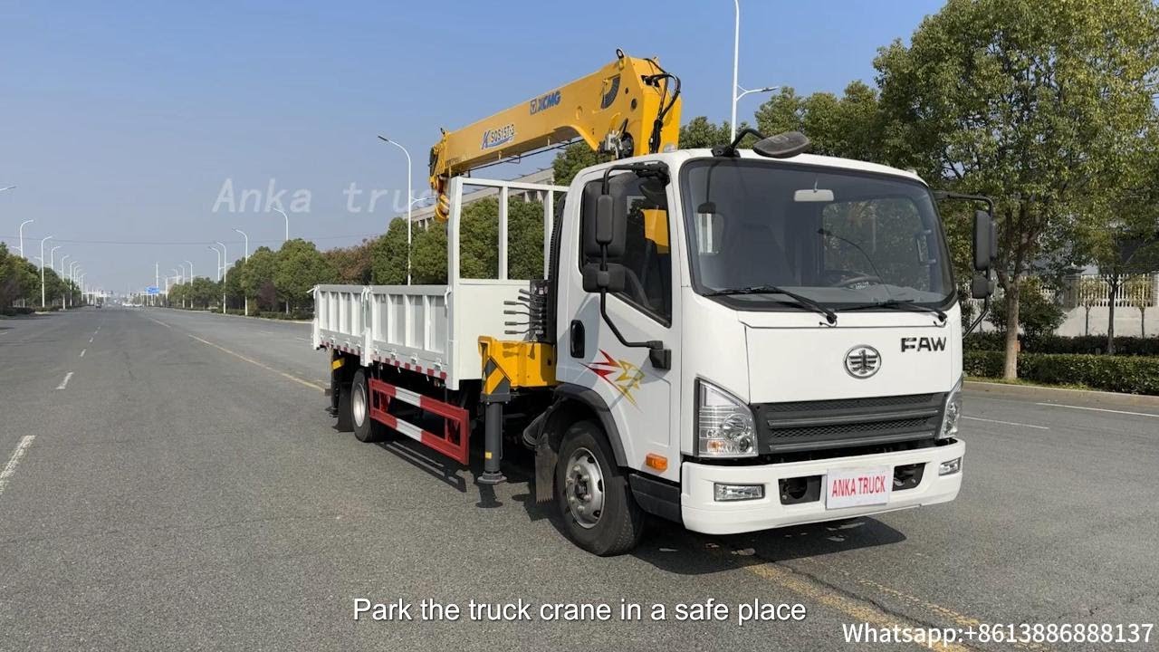 FAW 6.3 ton truck mounted crane operation demonstration introduction