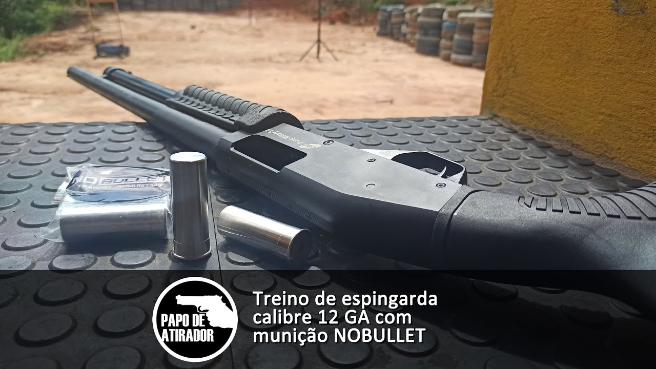 Treino de espingarda calibre 12 GA usando munição NOBULLET