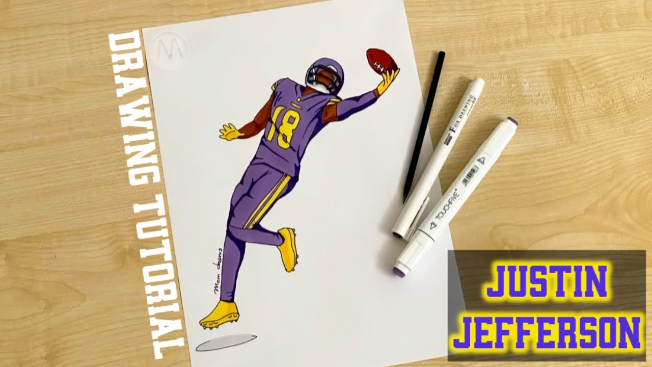 How to draw Justin Jefferson one handed catch