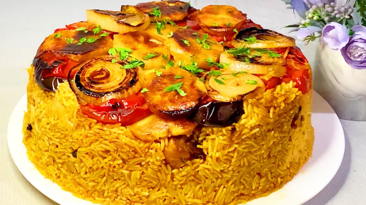 مقلوبة الدجاج🍗🍗 بالخضار🫑🍅🍆🧅 وبأسهل طريقة شكل وطعم ولا أروع😋🤤