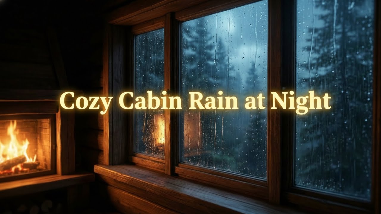 Cozy Cabin Rain at Night 🌧️🔥 Fireplace Sounds | Deep Sleep, Relaxation & Stress Relief