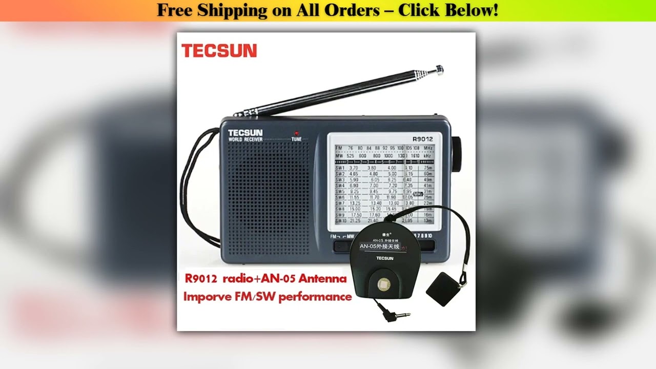 TECSUN R9012 AMFMSW 12 Bands Shortwave Radio Portable Receiver with AN05 External Antenna