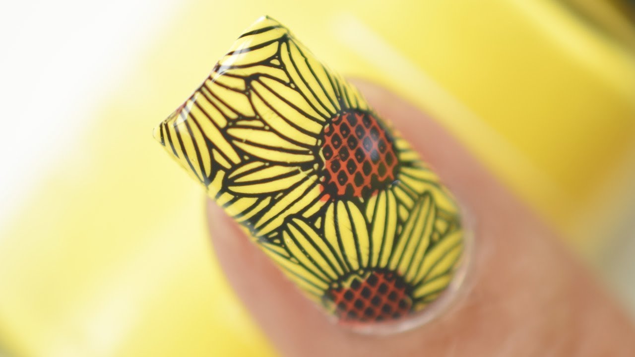 Sunflower Nail Art Tutorial | Reverse Stamping Nail Art