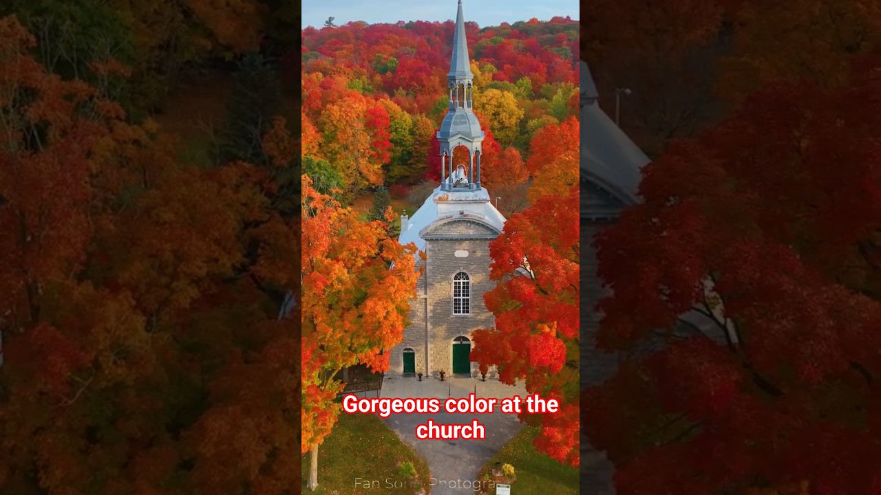 The autumn leaves-12 The fall color at church #canada #fall #travel
