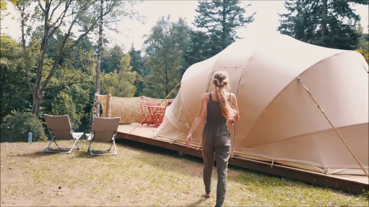 visite virtuelle de la tente Ecochique au camping Tence, Auvergne