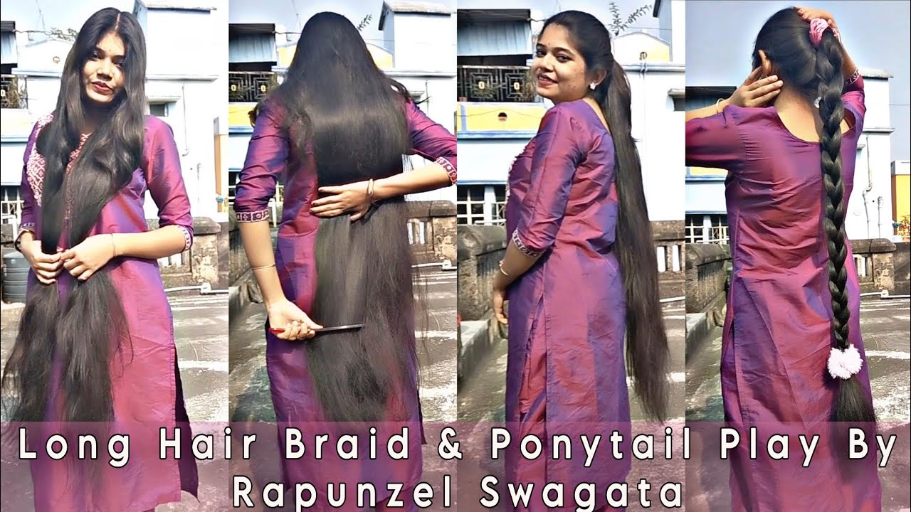 Long Hair Braid,Ponytail & Double Ponytail Play By Rapunzel Swagata,।Bengali Long Hair Braid Play।