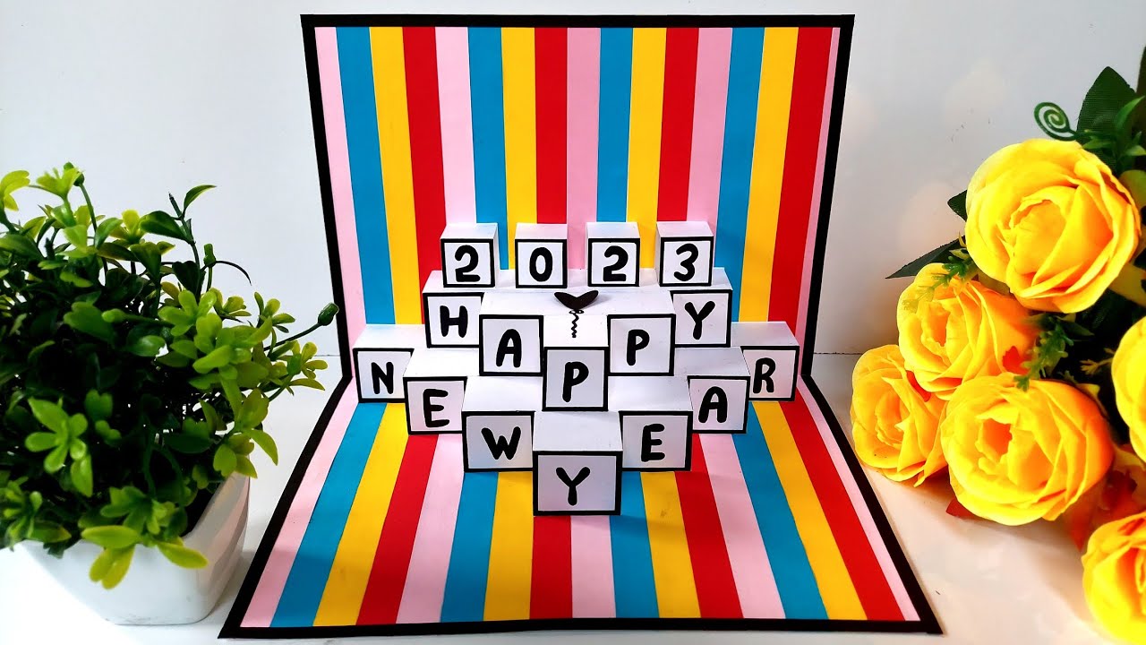 Happy new year card 2023 | New year card making handmade easy | Easy new year greeting card