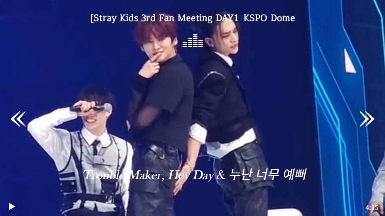 Stray Kids  3rd Fan Meeting "PILOT" Day 1 / 밀보이와 밥보이의 티키타카 / Trouble Maker, Hey Day & 누난 너무 예뻐