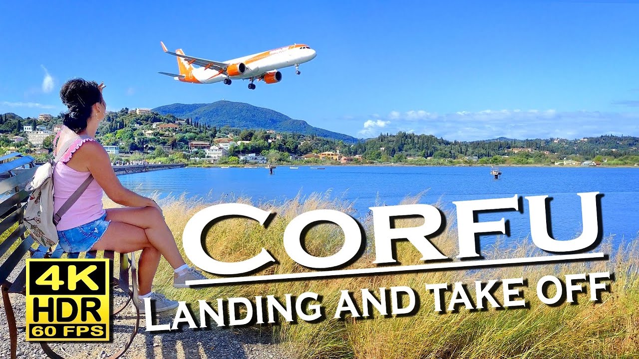 Landing and take off at Corfu International Airport in 4K 60fps HDR 💖 Best places 👀 Great experience