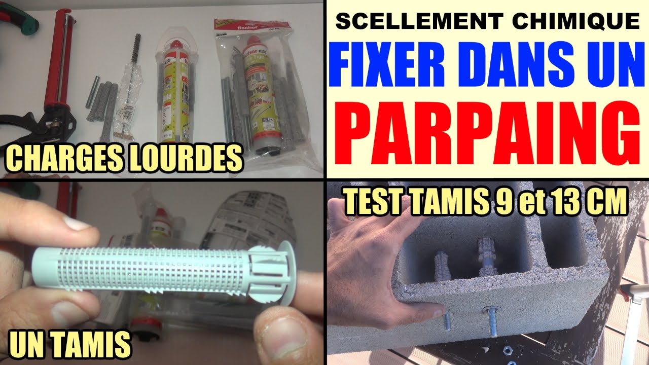 Fixer dans un parpaing creux : scellement chimique - charges lourdes fischer