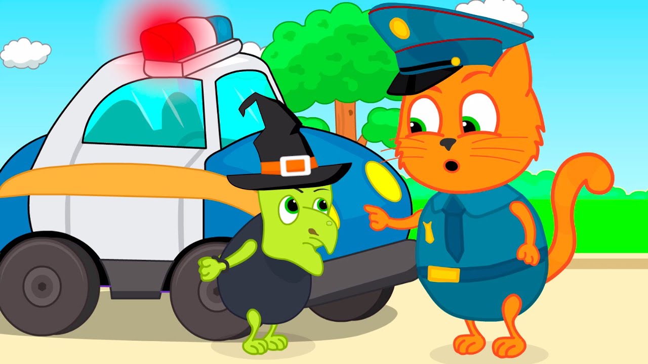 Cats Family in English - Witch steals gum Cartoon for Kids