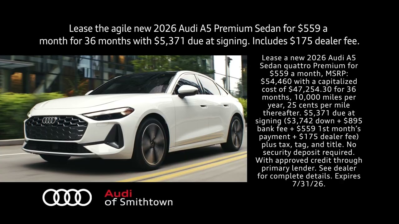 New 2026 A5 Premium Sedan Summer of Audi Lease Offer
