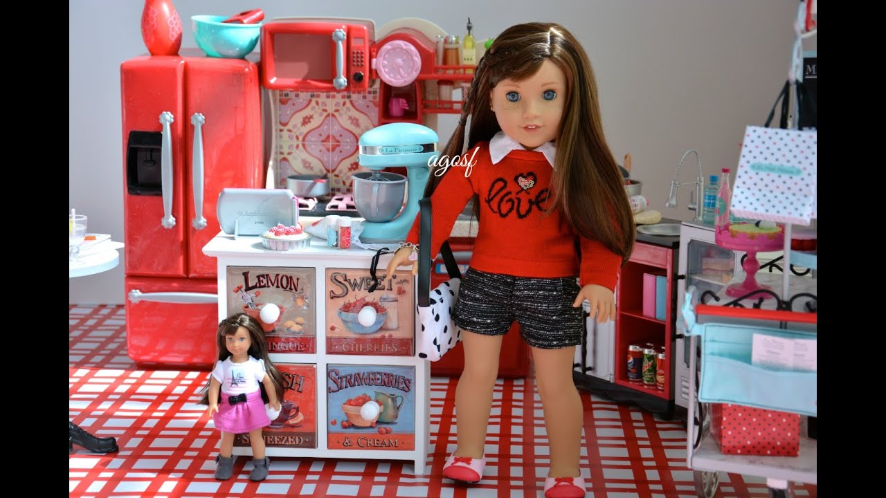 Setting Up American Girl Doll Grace's Kitchen With Doll Food Collection!