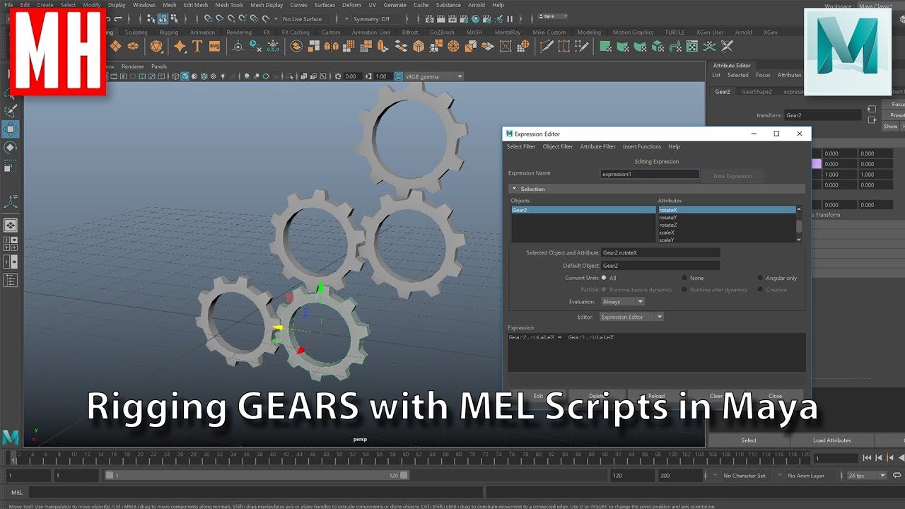 Rigging GEARS in Maya using MEL Scripts ( No Plugin needed )