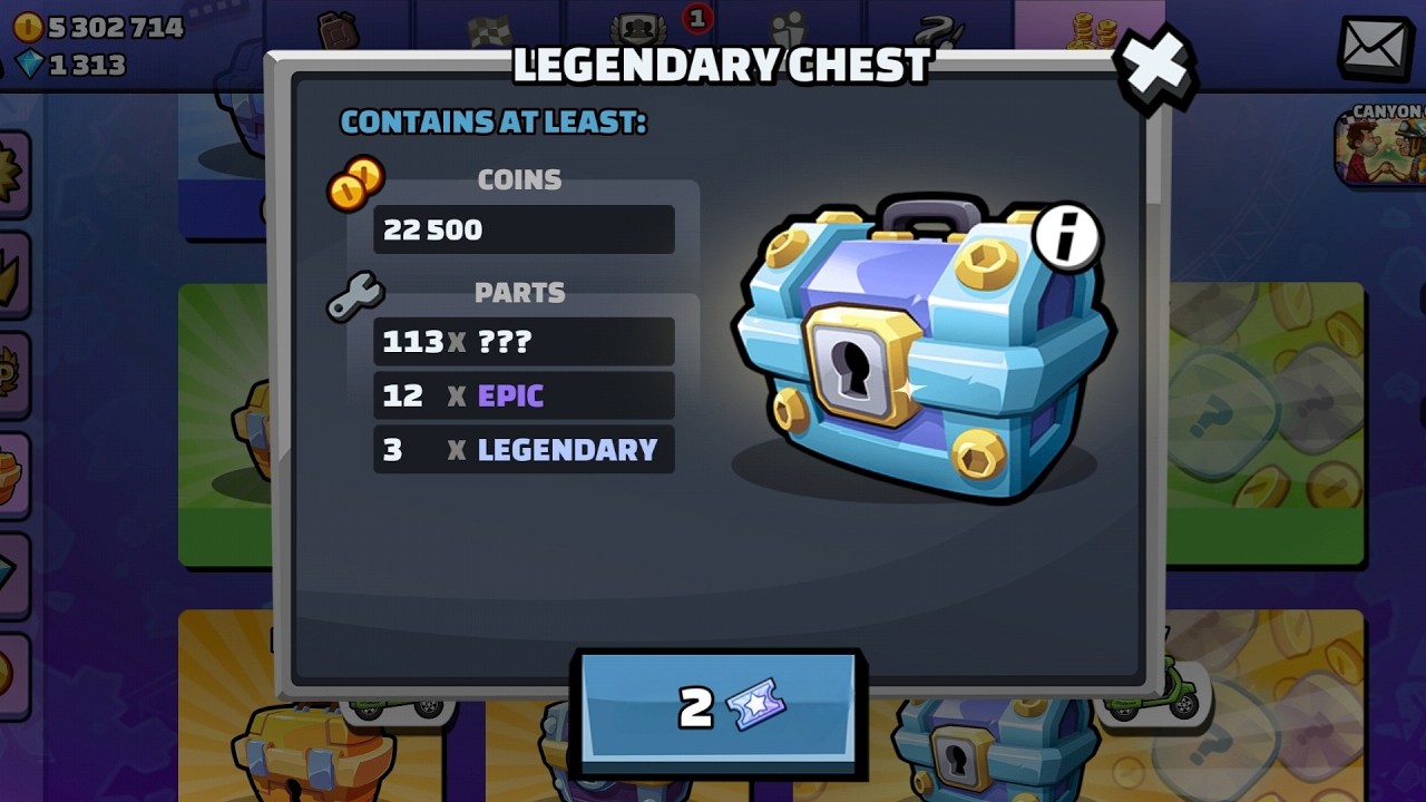 I SPENT 2 TICKETS FOR LEGENDARY CHEST !! IN - Hill Climb Racing 2