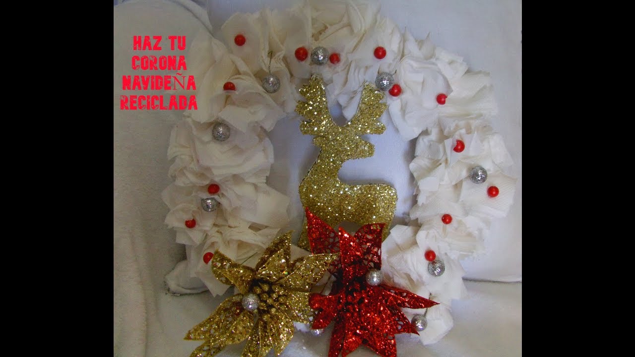 DIY/IDEAS PARA DECORAR EN NAVIDAD/CORONA NAVIDEÑA FÁCIL RÁPIDA Y ECONÓMICA RECICLADA