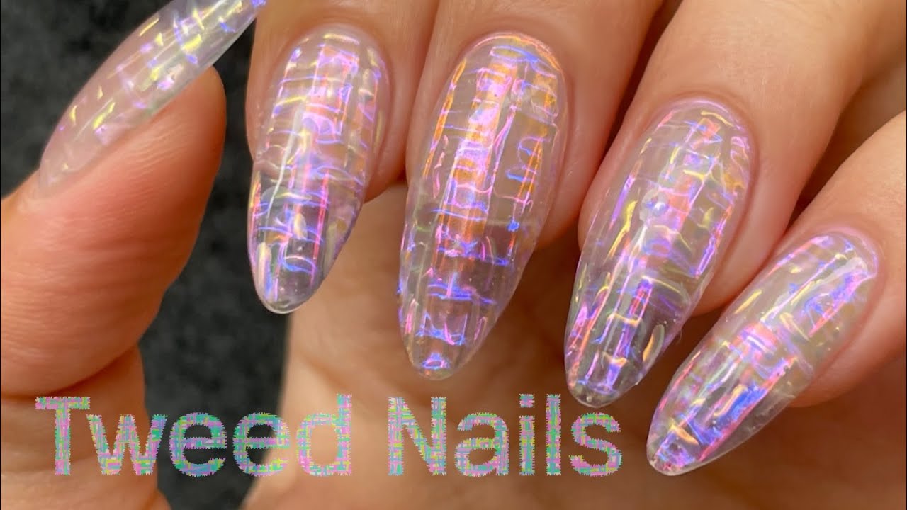sub)제목은 트위드네일로 하겠습니다...근데 이제 투명함을 곁들인.....| 셀프네일아트 | tweed nails, nails tutorial