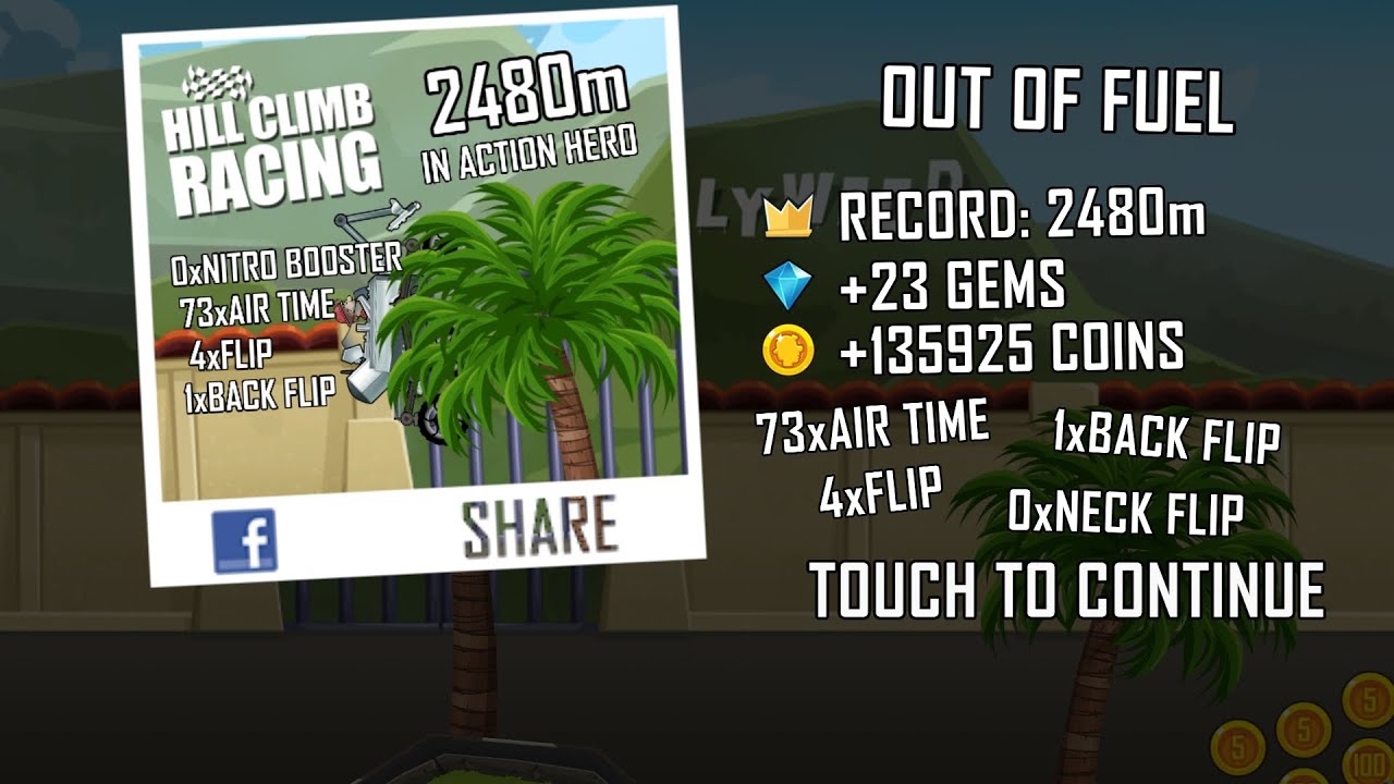I made a new record in action hero with moonlander 2480m