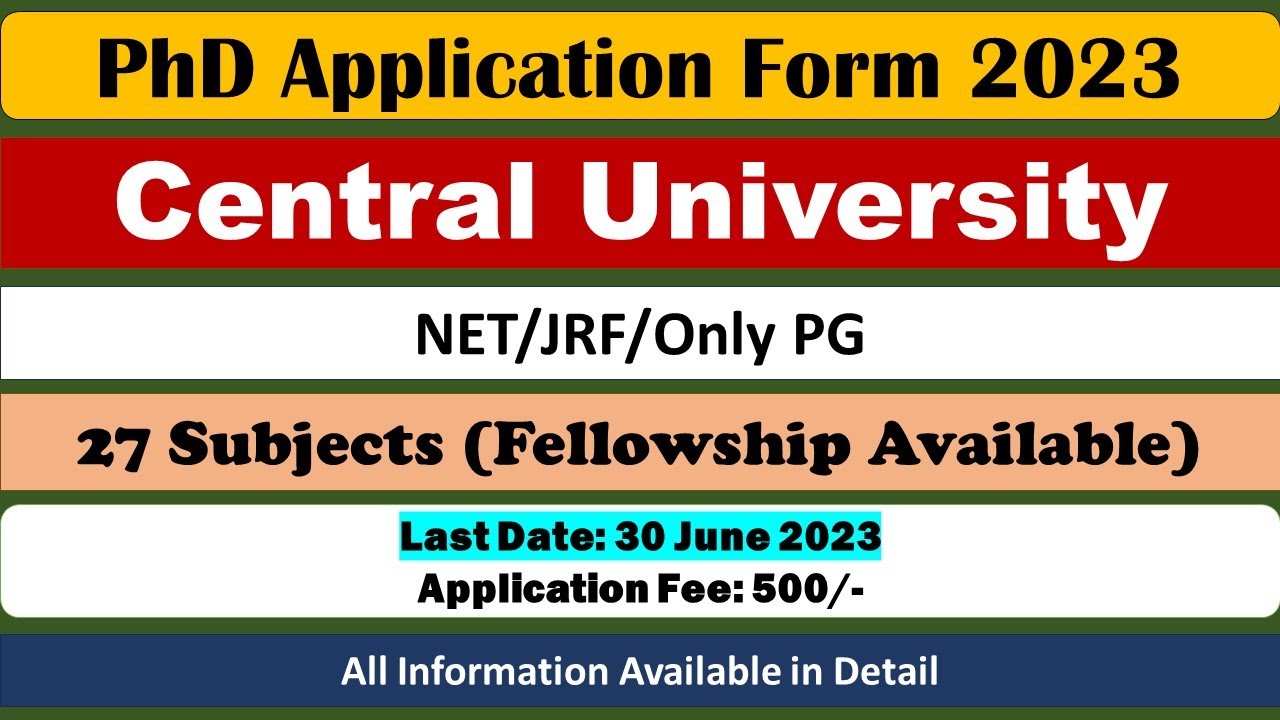 NEW PHD APPLICATION FORM 2023 | CENTRAL UNIVERSITY | PHD ADMISSION 2023-2024 #phd #phdadmission2023