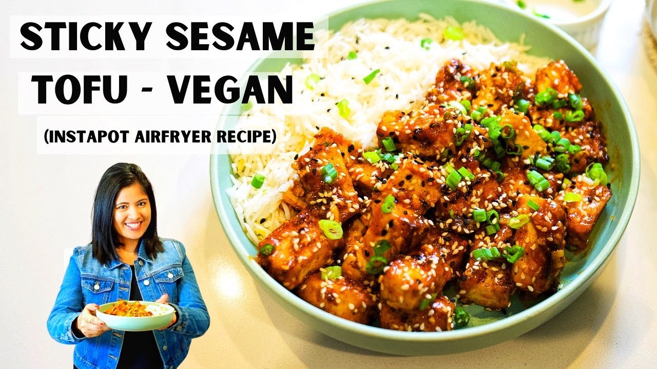 Sticky Sesame Tofu - Instapot Airfryer Vegan Recipe