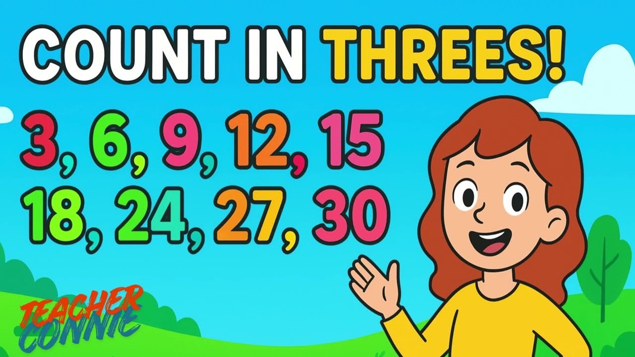 Counting in Threes | Fun Skip Counting Lesson for Kids | Teacher Connie Channel
