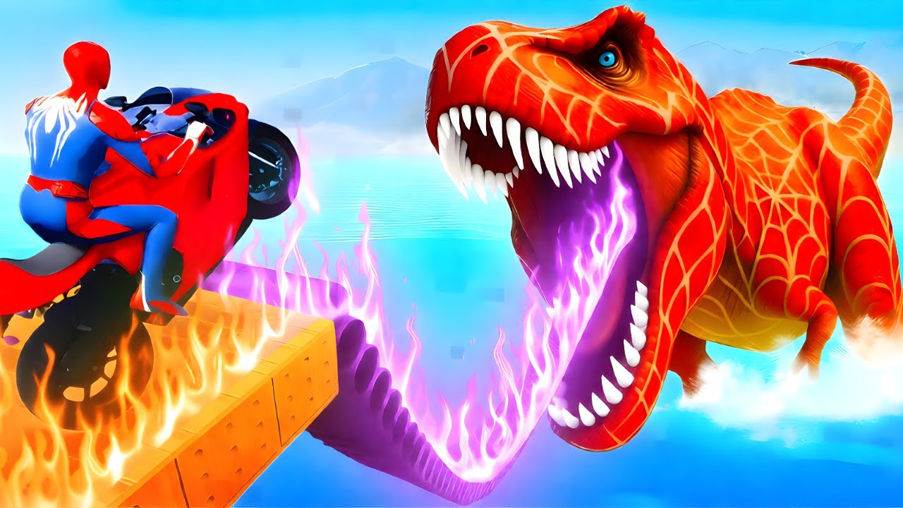 الرجل العنكبوت انقاذ باتRAINBOW SPIDER-MAN Rescue Superhero vs DINOSAURS funny Game GTA 5 batman