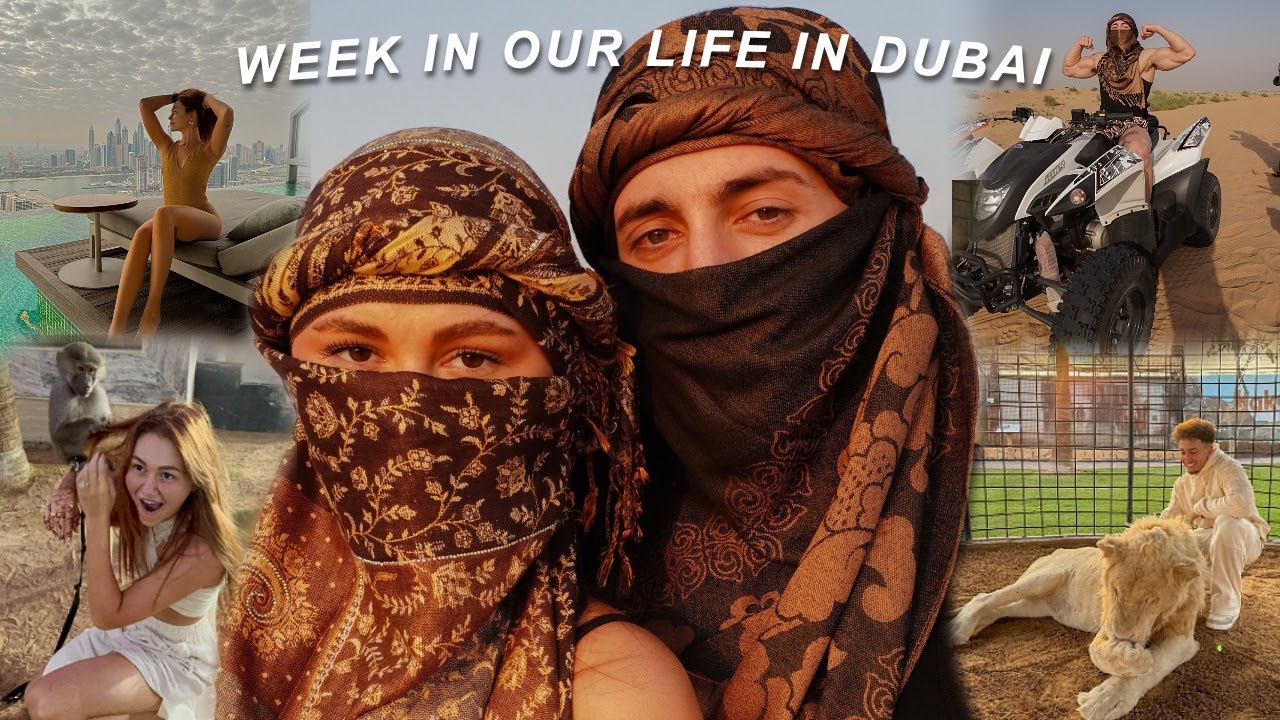 WEEK IN OUR LIFE IN DUBAI VLOG!! exotic animal zoo, 24 hours in the desert, sunrise skypool date