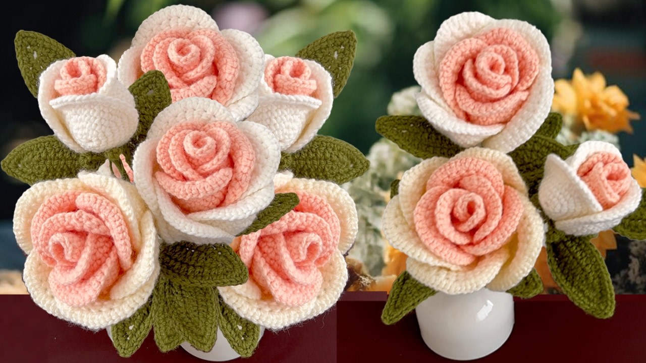 Como hacer Flores Rosas hermosas Impresionante Crochet Fácil