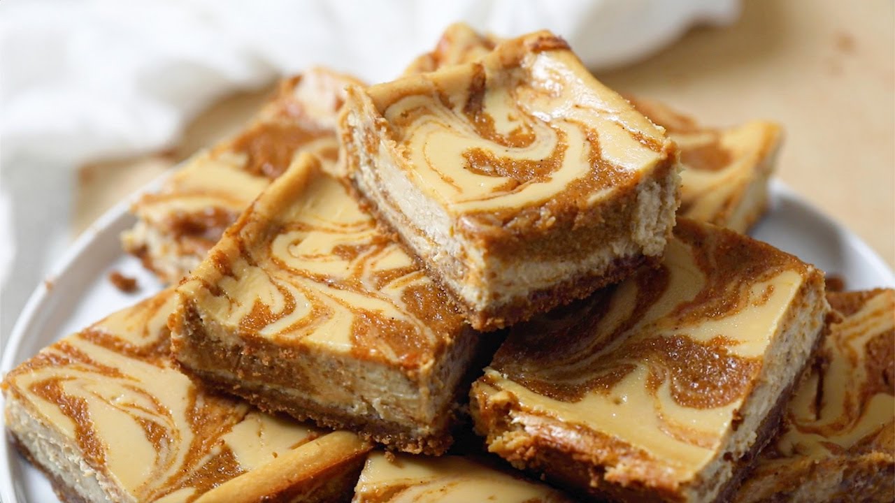 Sweet Potato Pie Swirl Maple Cheesecake Bars