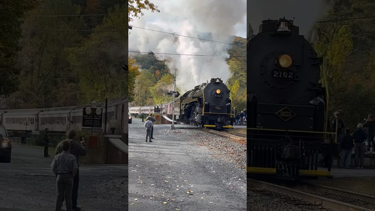 Turn The Volumes Up as Reading & Northern&rsquo;s 4-8-4 T1 #2102 Blasts Out of Port Clinton, PA! #shorts