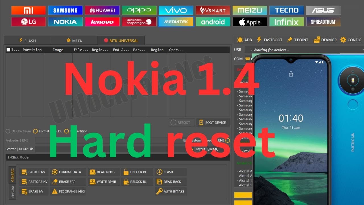 Hard Reset Nokia 1.4 | unlock tool  | Ta 1323 ,1322 ,1342 ,1165 ,1380 ,1385 ,1428 ,1206,1337