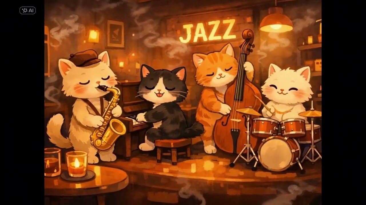 🐱🎷 Banda de Gatos Jazz | Música Jazz Relajante y Acogedora para Estudiar, Trabajar o Dormir