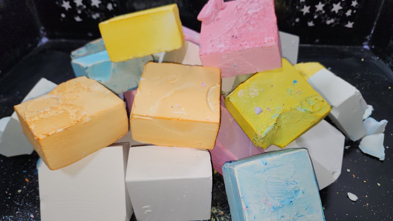 Mass Crush | Fresh and Dyed Chalk Blocks I Crispy | Dusty | ASMR I Oddly Satisfying #asmr #fyp 