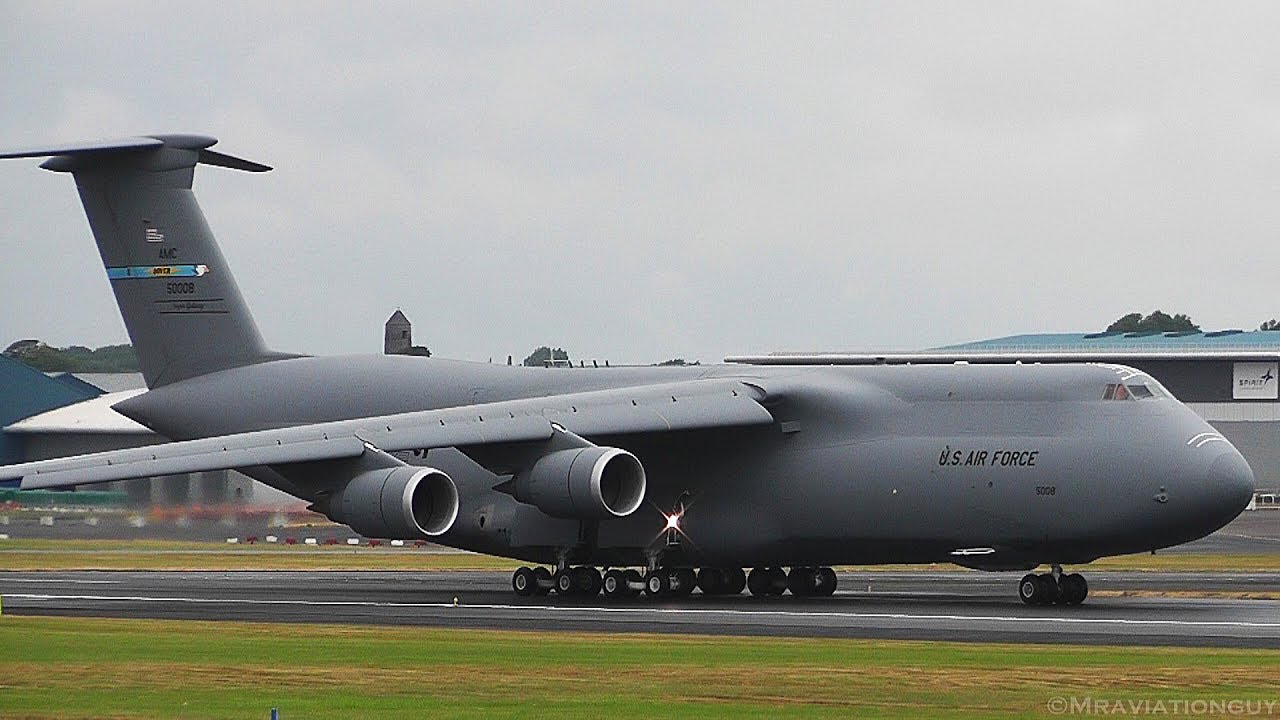 TRUMP UK VISIT: 2 US Air Force C-5M Super Galaxy's AWESOME Landings & Takeoffs (Prestwick Airport)