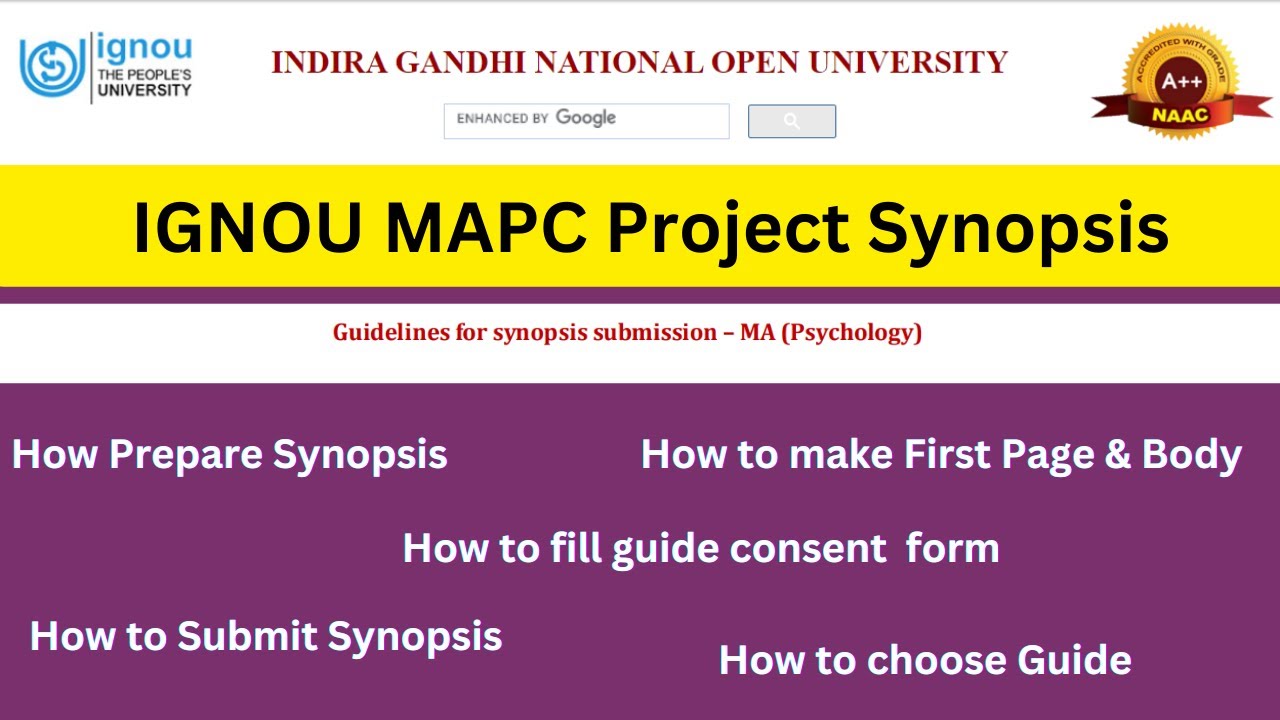 How to Prepare MAPC Project Synopsis | How to Submit MAPC Project Synopsis Online | IGNOU Project