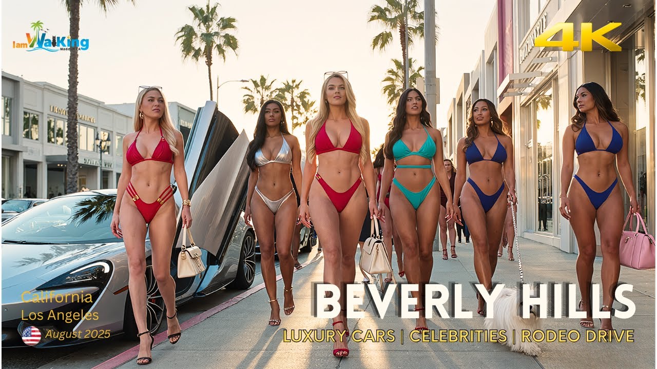 Beverly Hills [4K] 🇺🇸 EXOTIC Cars 🏎️  Fashion 💃🏻 Stylish Women | California