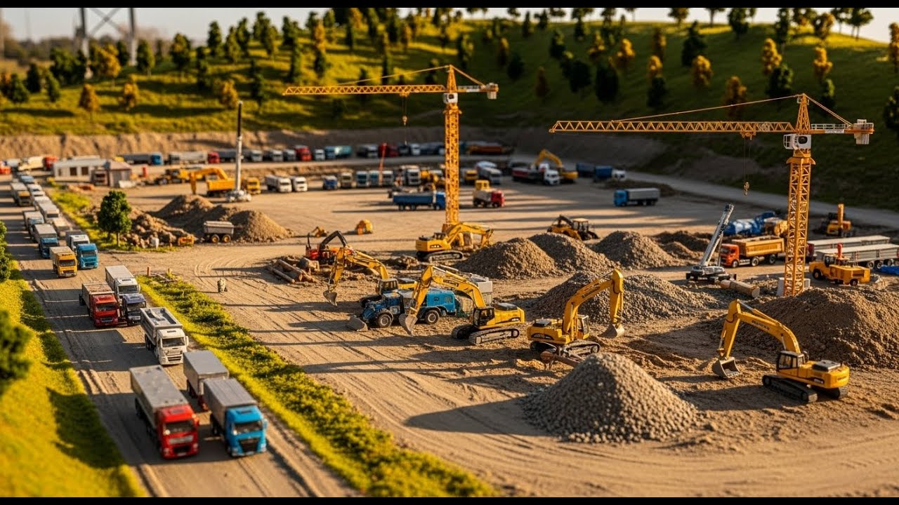 Realistic RC Construction Diorama Full Build Process Earthmoving to Finished Road