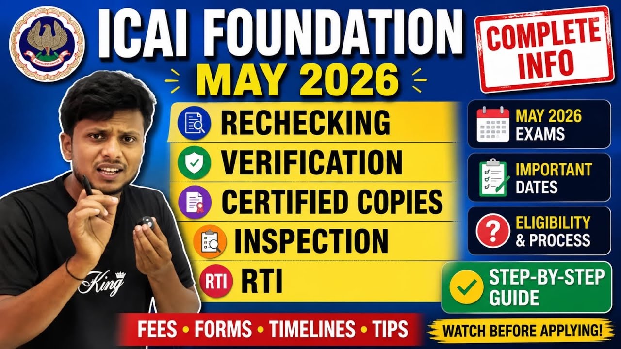 CA Foundation May 2026 Result Out | Rechecking, Verification, Certified Copies, RTI | Complete Guide