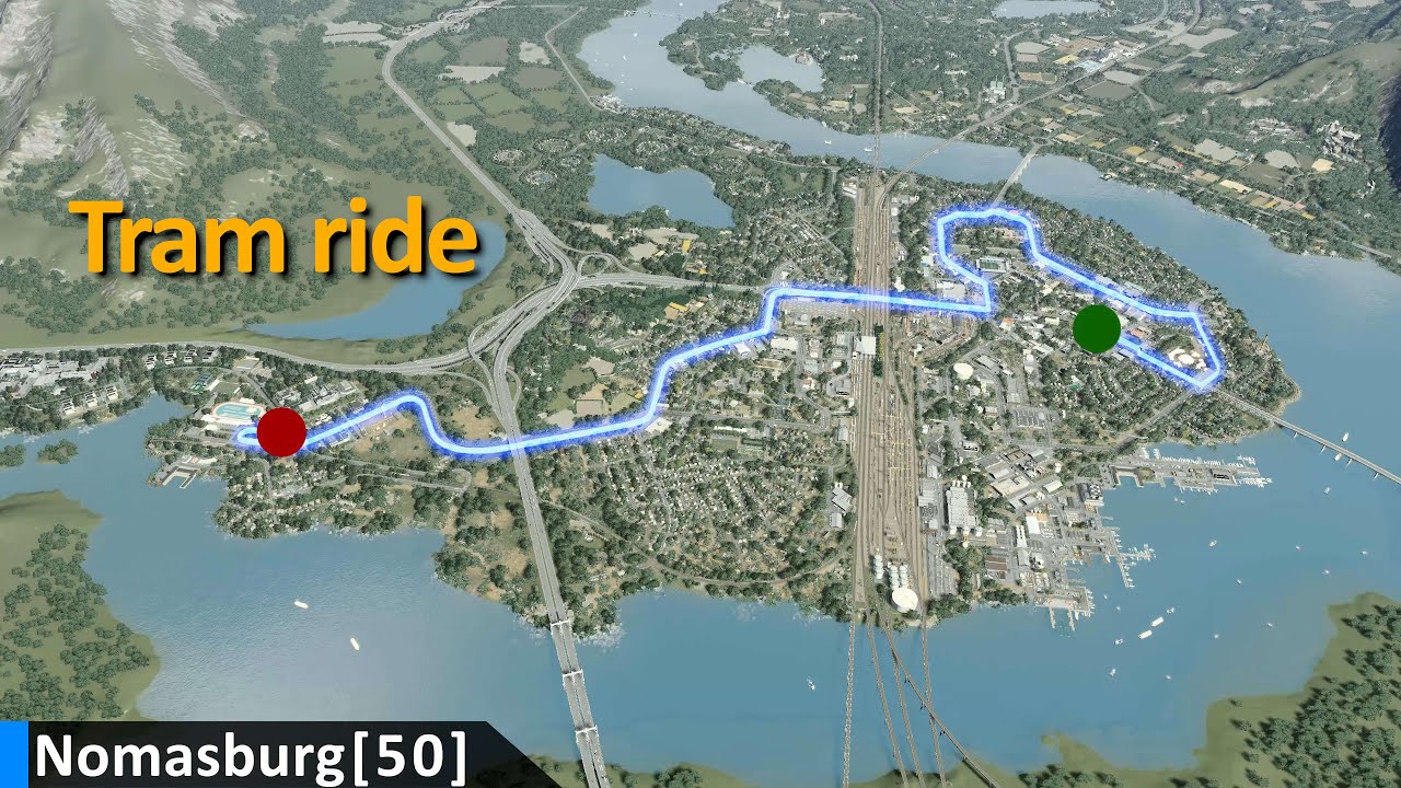 TRAM RIDE through my most BEAUTIFUL TOWN - Cities Skylines: Nomasburg [50]