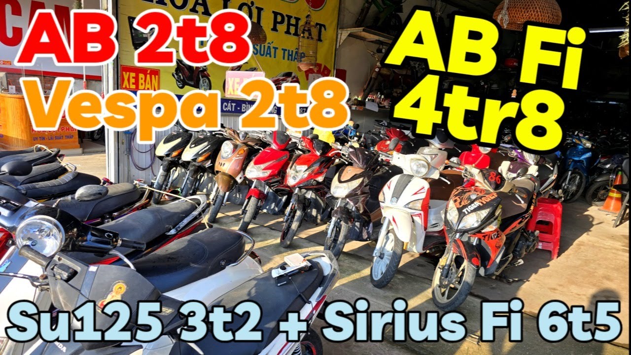 Japanese cars AB 2tr8 Vespa 2t8 AB Fi 4t8 Su125 3t2 Sirius Fi 6t5 Elirabet Fi 3t6 at Loi xe qua BD