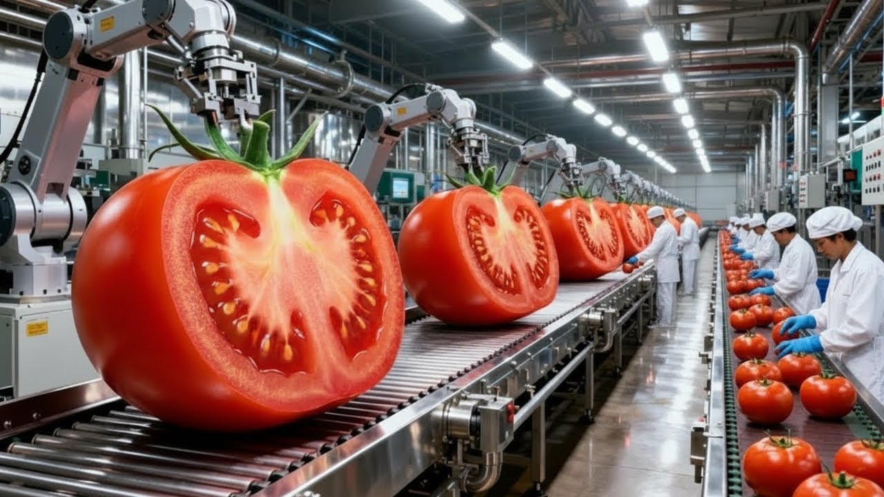 Inside the Modern Tomato Factory From Field to Packaged Sauce (Full Process)