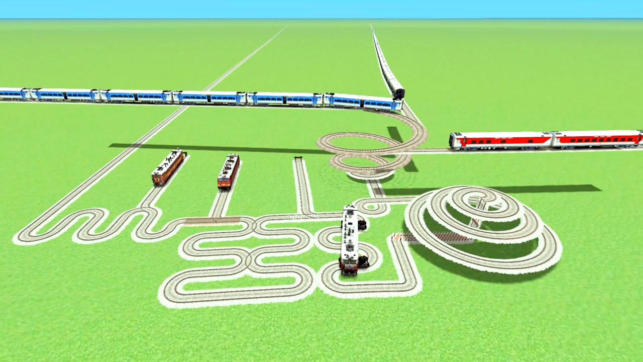 SIX 💞TRAIN CROSSIN AT BIG AND SMAIL CIRCLES ZIG  TRACK RAILROAD RAILWORK BEANG DRIVE