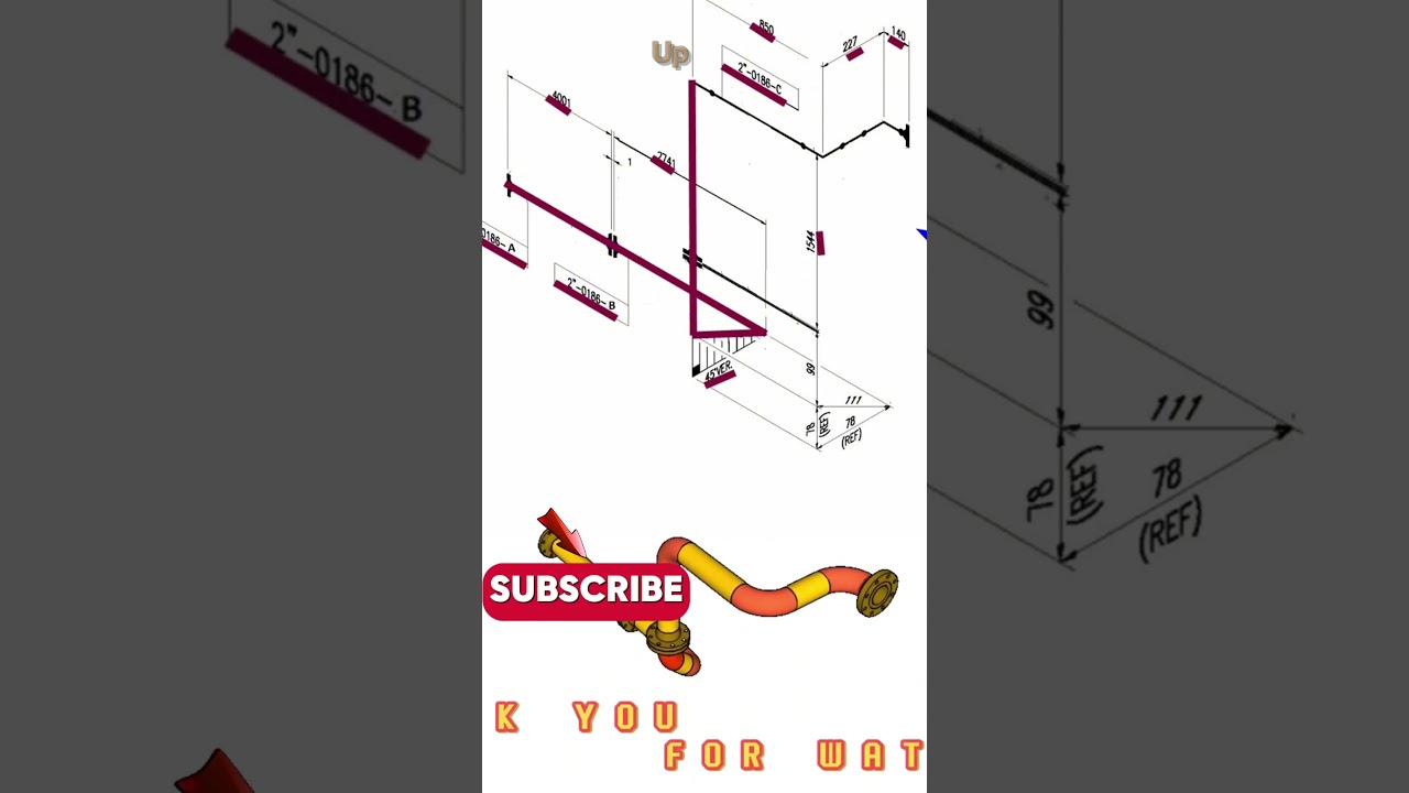 Piping engineering, piping isometric drawing, piping education, pipe design, pipe length calculate.