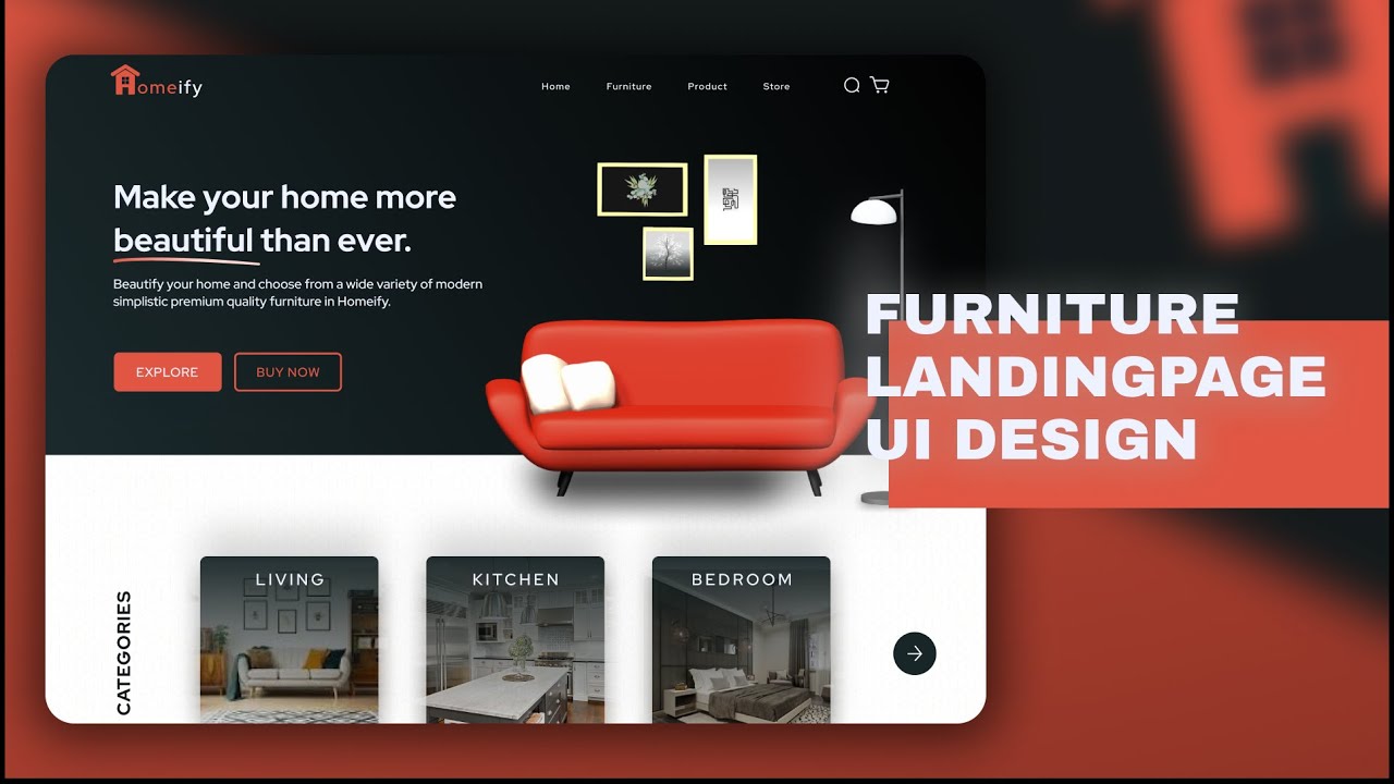Furniture Web Frontpage UI Design in Figma | Homeify