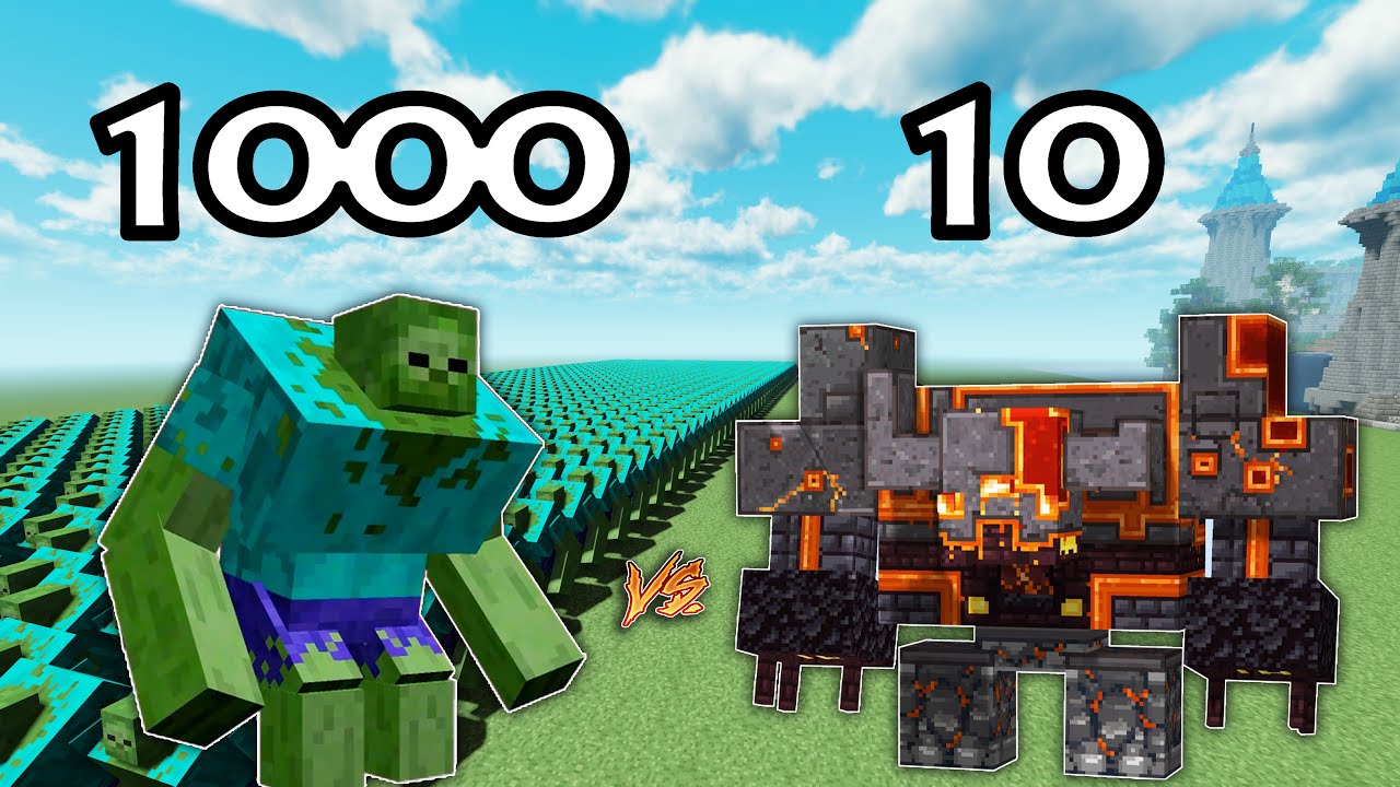 1000 Mutant Zombies Vs 10 Netherite Monstrosity | Minecraft |