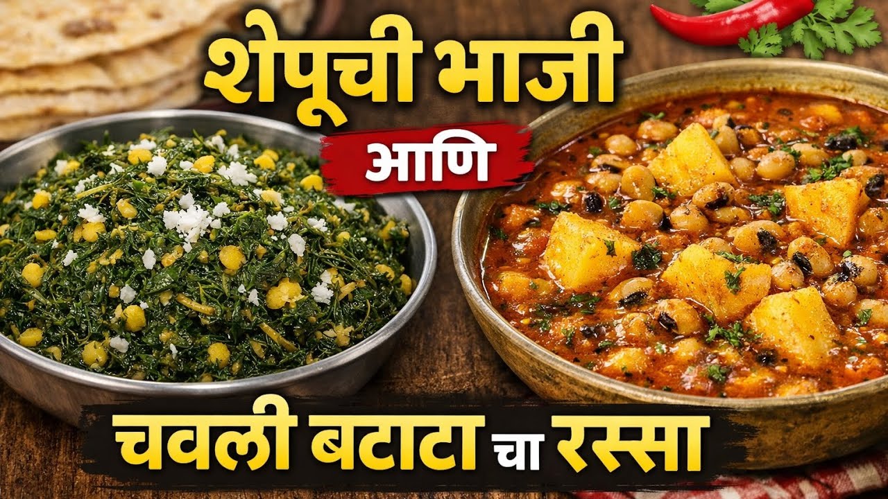 Shepuchi Bhaji ani Chawli cha Rassa | Gavran Maharashtrian Recipe | Sonu’s Kitchen.