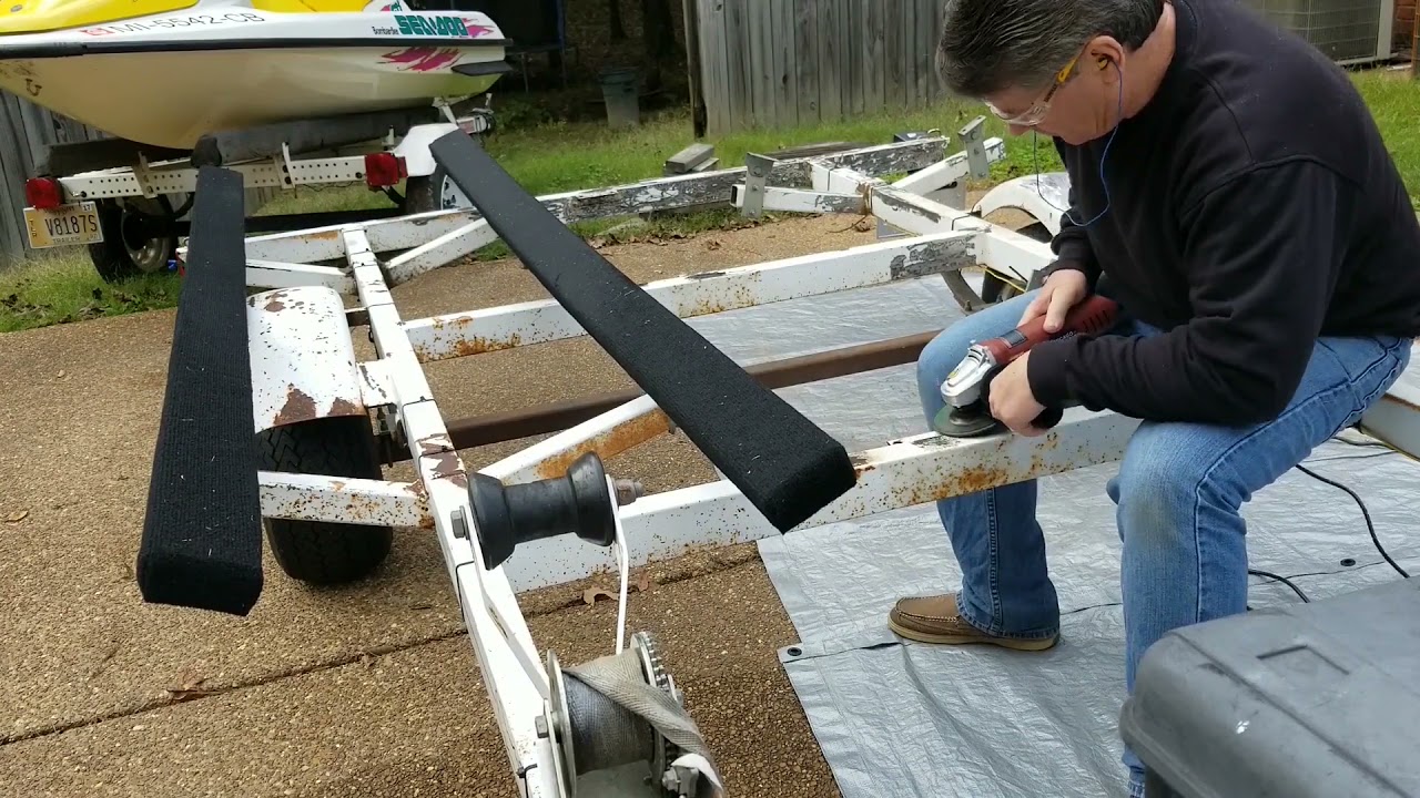 Bunk replacement and fresh paint for the double Jet Ski trailer
